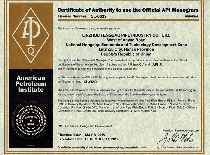API 5CT Certificate